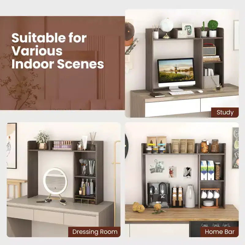 Libreria da scrivania a credenza beige/nera/marrone/grigia/naturale/noce/bianca – 1 persona