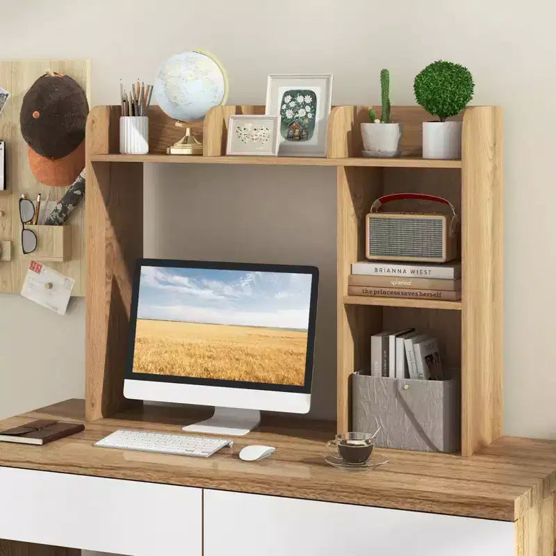 Libreria da scrivania a credenza beige/nera/marrone/grigia/naturale/noce/bianca – 1 persona