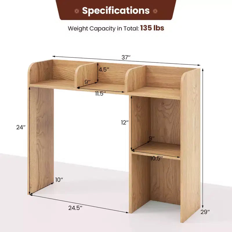 Libreria da scrivania a credenza beige/nera/marrone/grigia/naturale/noce/bianca – 1 persona