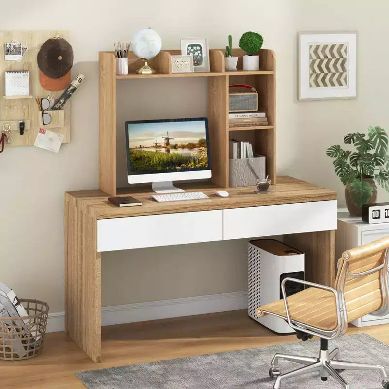 Libreria da scrivania a credenza beige/nera/marrone/grigia/naturale/noce/bianca – 1 persona