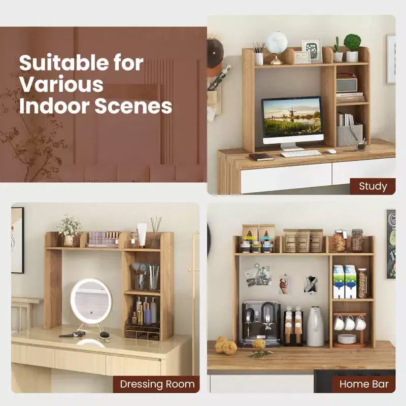 Libreria da scrivania a credenza beige/nera/marrone/grigia/naturale/noce/bianca – 1 persona