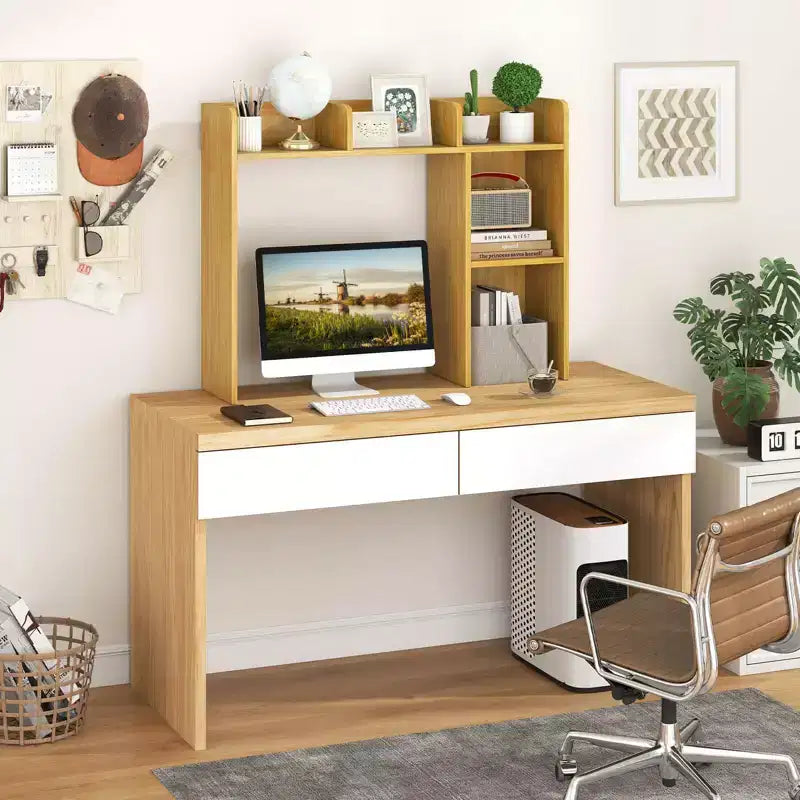 Libreria da scrivania a credenza beige/nera/marrone/grigia/naturale/noce/bianca – 1 persona