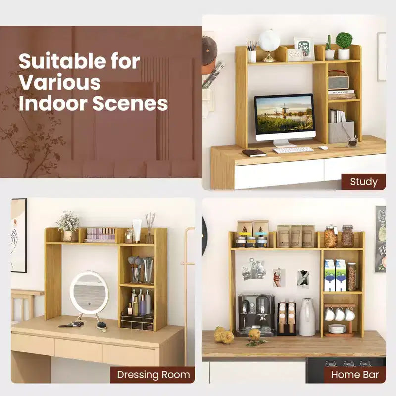 Libreria da scrivania a credenza beige/nera/marrone/grigia/naturale/noce/bianca – 1 persona