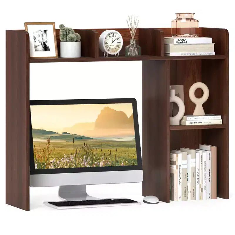 Libreria da scrivania a credenza beige/nera/marrone/grigia/naturale/noce/bianca – 1 persona