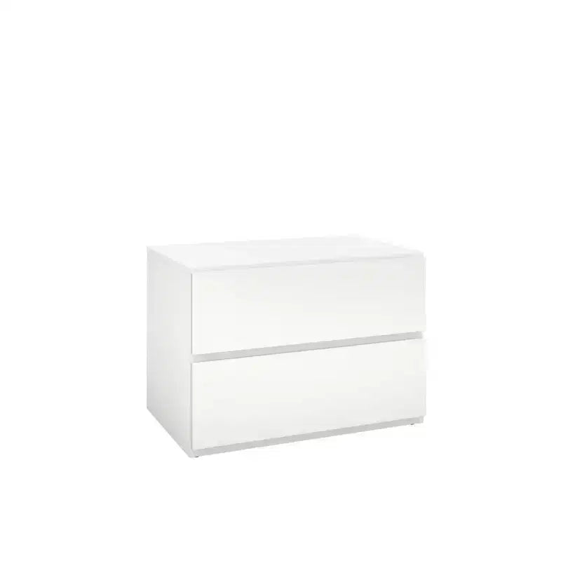 Comodino rettangolare bianco/nero con cassetto e anta a battente