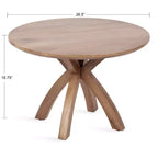 Tavolino da caffè rotondo in legno naturale marrone, 27" di diametro, 2 posti