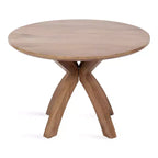 Tavolino da caffè rotondo in legno naturale marrone, 27" di diametro, 2 posti