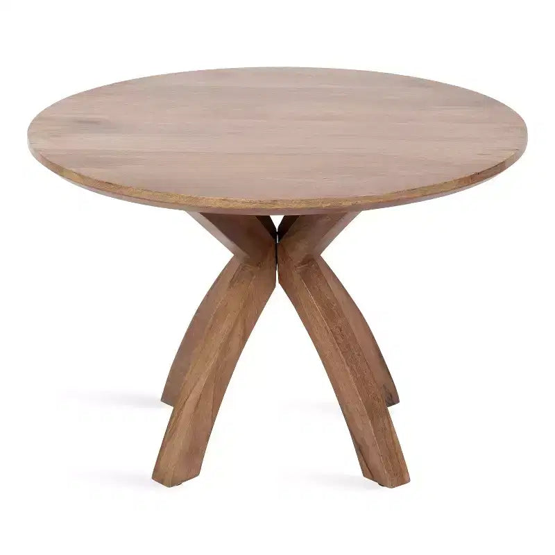 Tavolino da caffè rotondo in legno naturale marrone, 27" di diametro, 2 posti