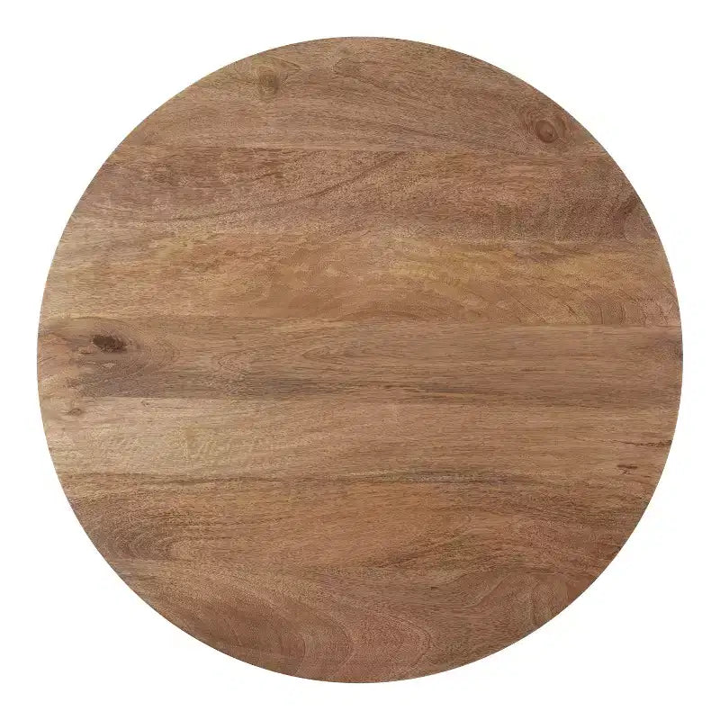 Tavolino da caffè rotondo in legno naturale marrone, 27" di diametro, 2 posti