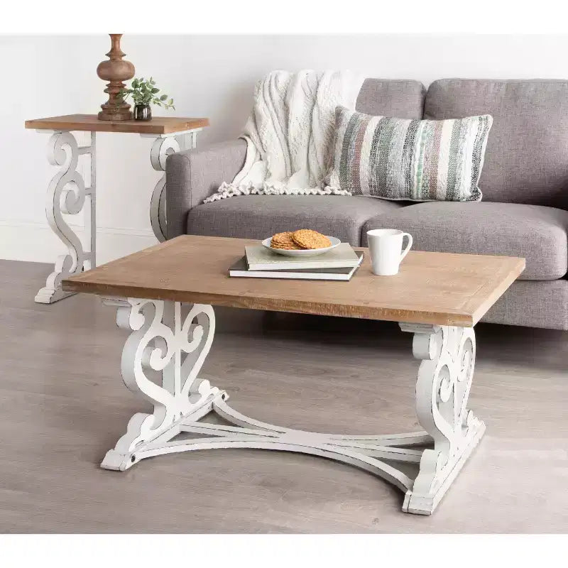 Tavolino da Caffè Rettangolare Ruggine – Struttura in Legno, Piano in MDF, 1–4 Posti a Sedere