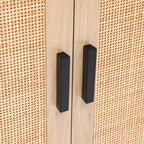 Mobiletto di appoggio a 2 ante nero e marrone, stile moderno di metà secolo, assemblaggio per 1 persona